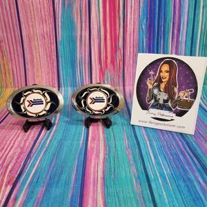 Amtrak on Blue Epoxy Belt Buckle